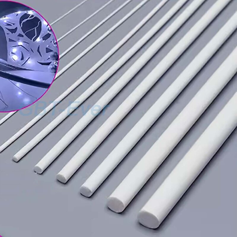 Tubo redondo de plástico sólido para construcción, tubo de goma dura de 1/5/50 piezas, 0,5, 0,8, 1, 1,5, 2mm de longitud, 250/500mm