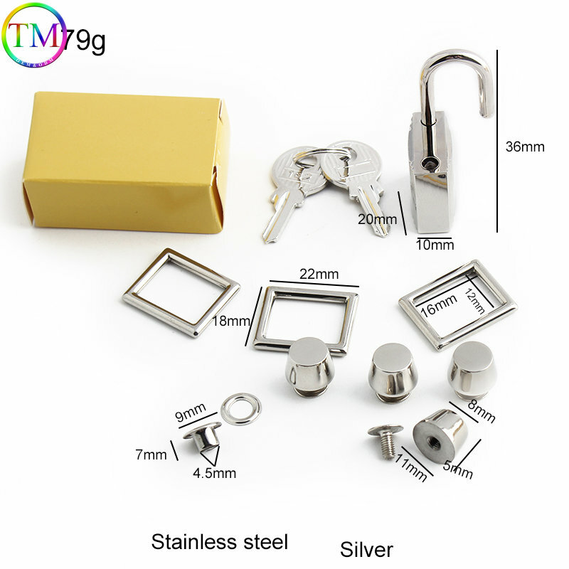 Gold Silver Stainless Steel Metal Rectangle Hanger Clasp Locks For DIY Craft Handbags Purse Bags Buckles Hardware Accessories