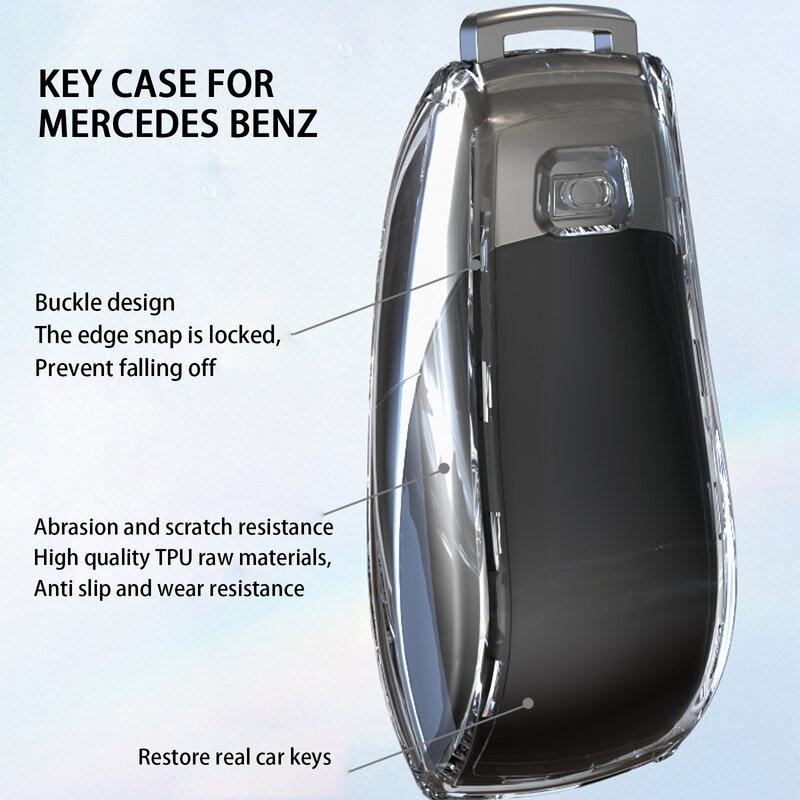 Penutup Casing Kunci Mobil Transparan TPU untuk Mercedes Benz E C S GLC Class E200 E400 E63 W213 S550 S560 C260 A200 Pelindung Casing Kunci