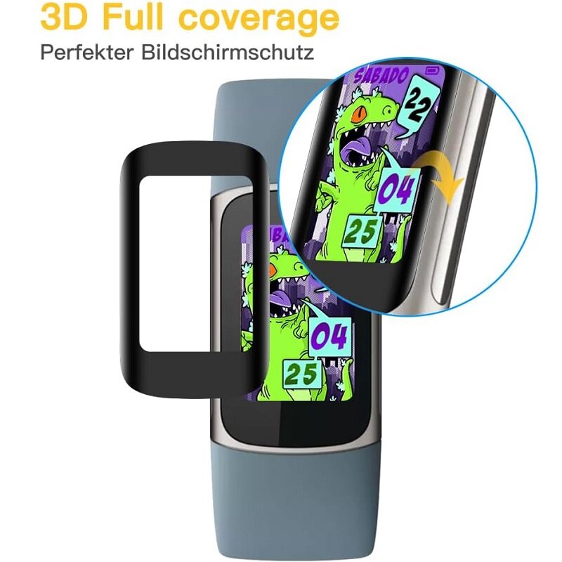 3 buah pelindung layar tepi melengkung 3D untuk Fitbit Charge 6 / Charge 5 jam tangan pintar lapisan pelindung lembut penutup penuh