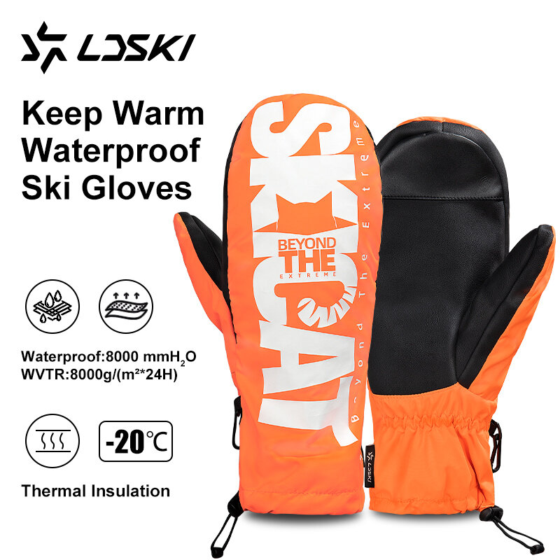 LDSKI guantes de esquí para hombre y mujer, manoplas térmicas impermeables y transpirables con pantalla táctil, accesorios para Snowboard, Invierno