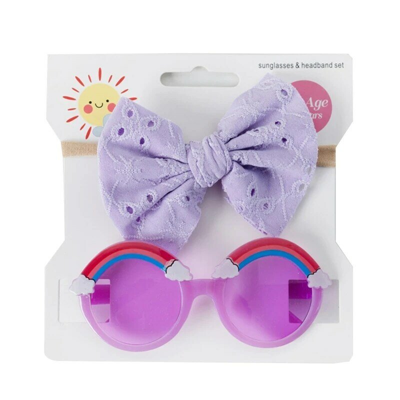 Baby Hollow Bowknot Headband Sunglasses 2pcs/set UV Protection Supplies P31B