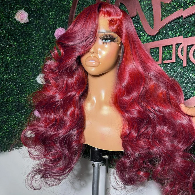 99J Burgundy 13x6 HD Lace Front Wig Body Wave Lace Frontal Wigs Human Hair Brazilian Red Colored 13x4 Lace Front Wig For Women
