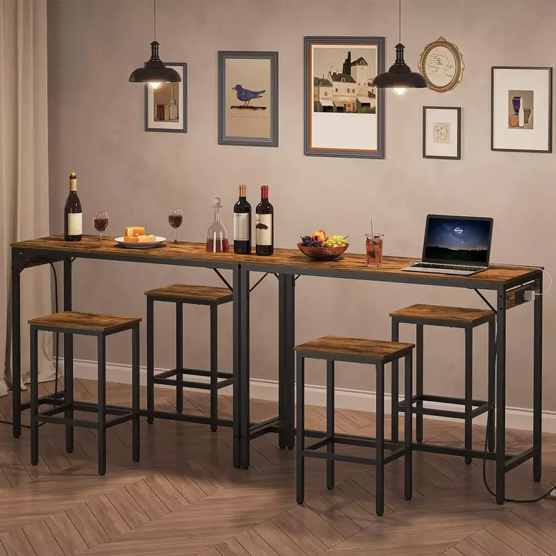 小さなスペースのためのバーと椅子のセット,キッチンとバーの高さテーブル,2つのスツール,ロシア語,素朴,組み立てが簡単,3個