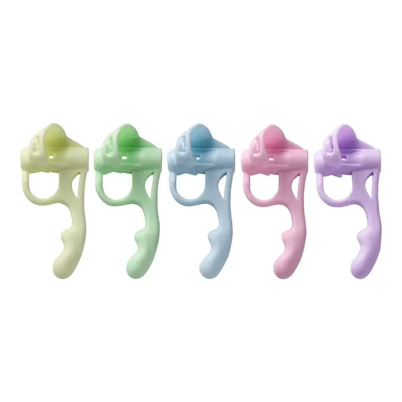 Lápiz de cinco dedos multicolor para niños, soporte de postura de silicona, papelería, manga de bolígrafo, nuevo