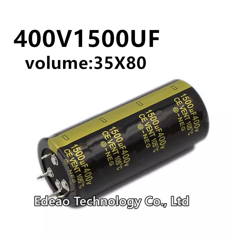 Inversor audio do amplificador do poder, capacitor eletrolítico de alumínio, 400V, 1500UF, 400V1500UF, 1500UF400V, 35x80mm, 4Pin, 1PC