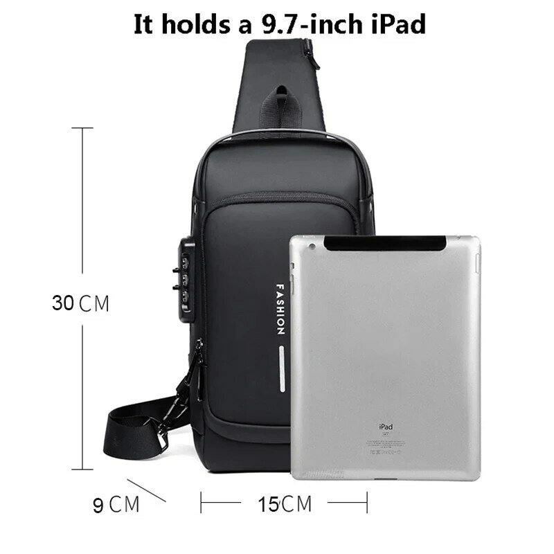 Geestock Anti-Roubo Crossbody Bag, Bolsa de Ombro Masculina, Mensageiro de Viagem, Sling no peito, USB