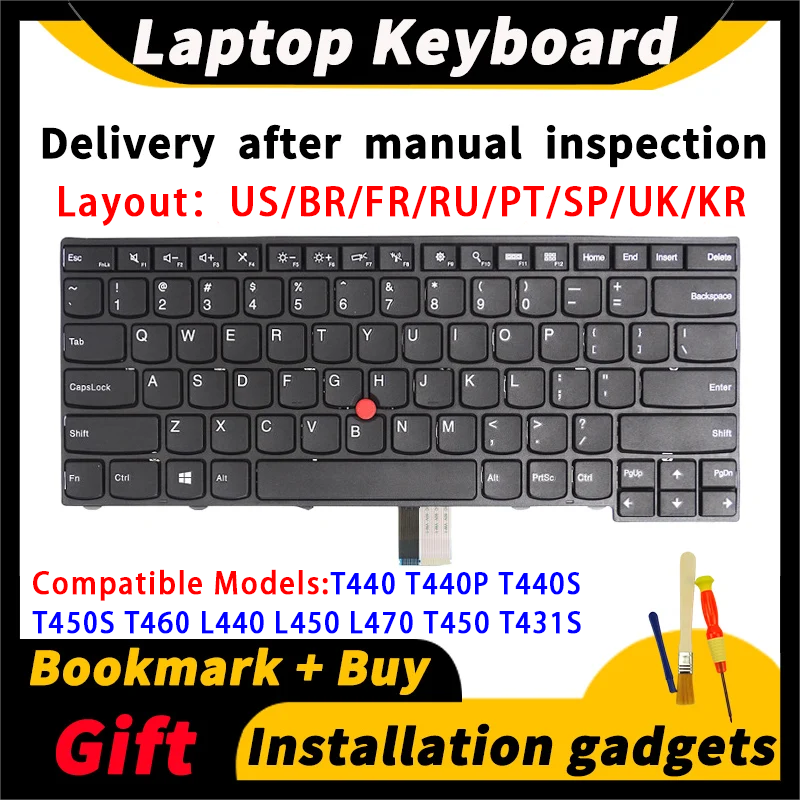 Keyboard pengganti Laptop untuk Lenovo ThinkPad T440 T440p T440s T450S T460 L440 L450 L470 T450 T431s Keyboard 04Y0862