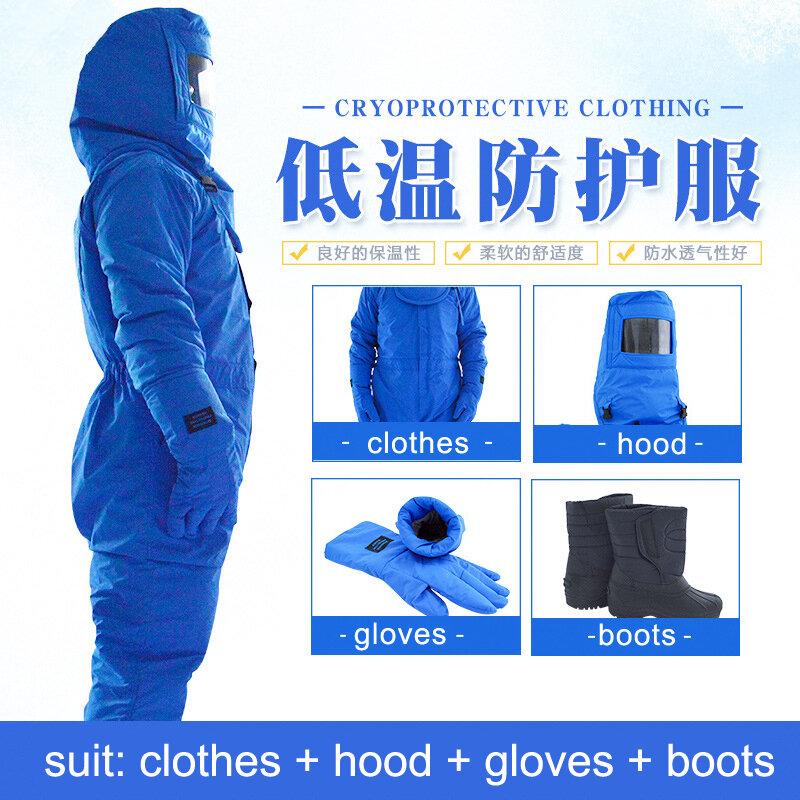 Traje criogénico, ropa de nitrógeno líquido, guantes, botas, casco, ropa criogénica