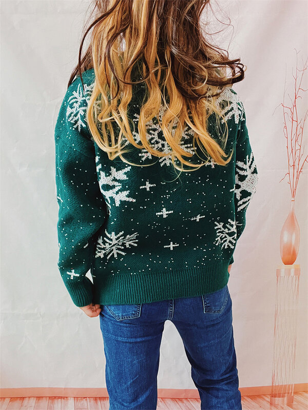Sweater Natal terbaru wanita, Pullover lengan panjang pola Lucu leher Crewneck jelek Natal