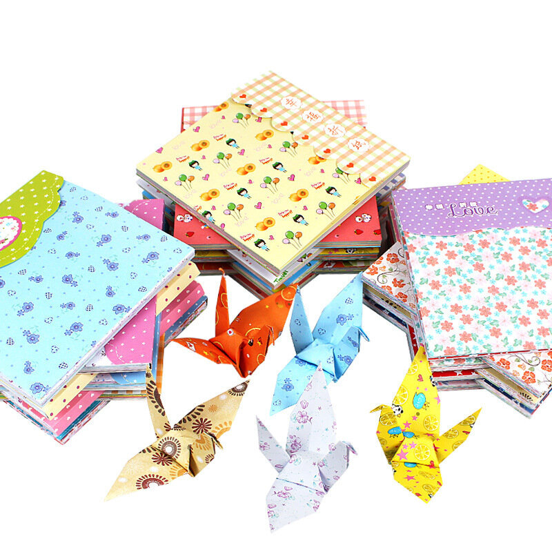 Papel floral quadrado para bricolage artesanal, mil guindaste de papel, padrão origami, papel colorido, impresso de lado único, diyz014, 14,5 cm