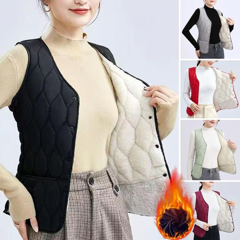 Jaqueta de colete térmico sem mangas para mulheres, casaco leve, colete quente, à prova de vento, elegante, plus size, inverno