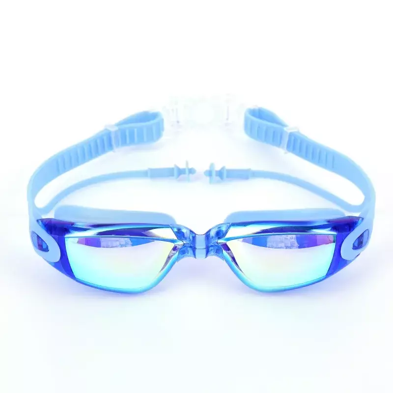 Lunettes de natation haute définition pour adultes, lunettes anti-buée galvanisées, bouchons d'oreille intégrés