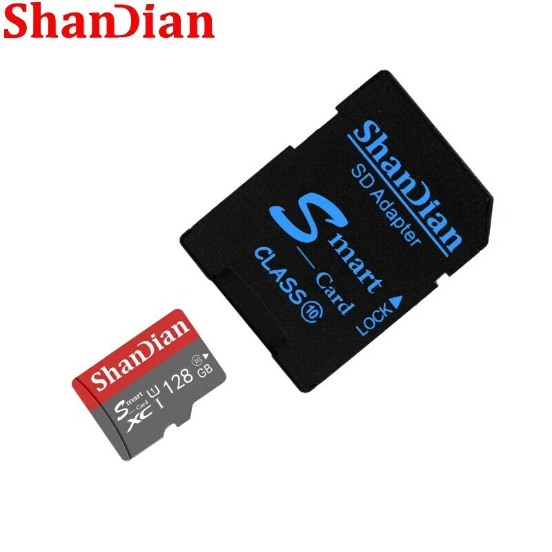 SHANDIAN-Mini Cartão de Memória Inteligente para Smartphone, Tablet, Câmera Cartão SD, Cinza Class10 Flash, 32GB, 64GB, 128GB, 16GB