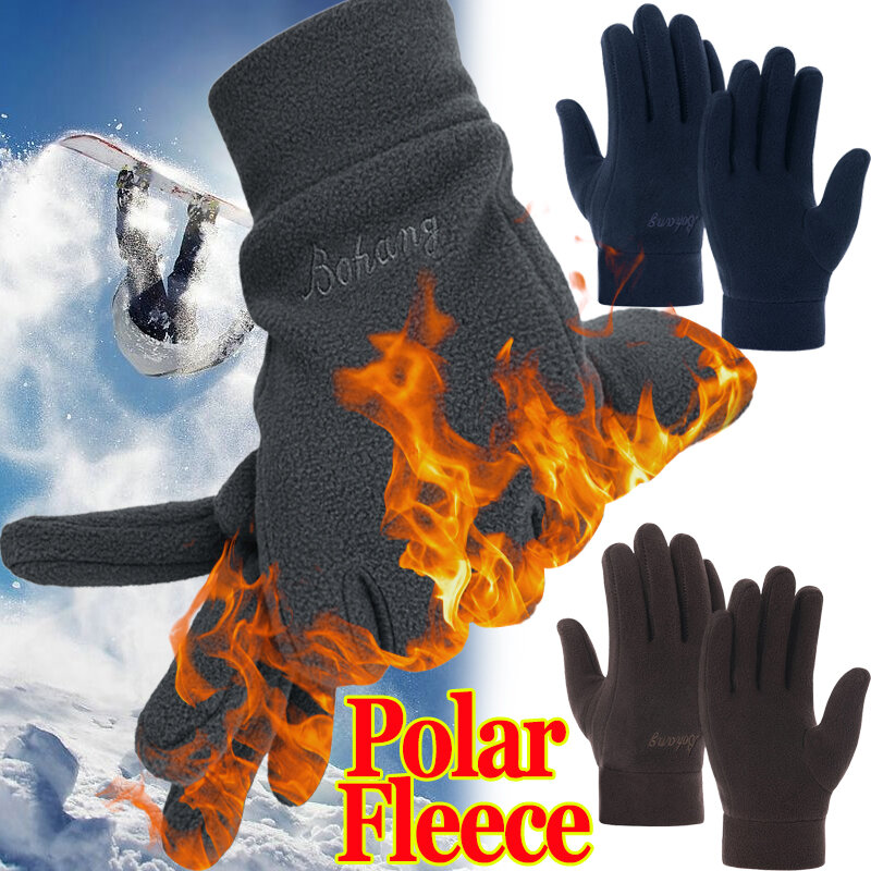 2023 Polar Fleece Gloves Waterproof Winter Cycling Motorcycle Skiing Five Finger Glove Unisex Cold-proof Warm Running Mittens