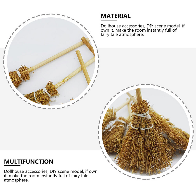 5 Pcs Accessories Suite Lovely Broom Props Toy Mini Hand-woven Decorative Vegetation Child