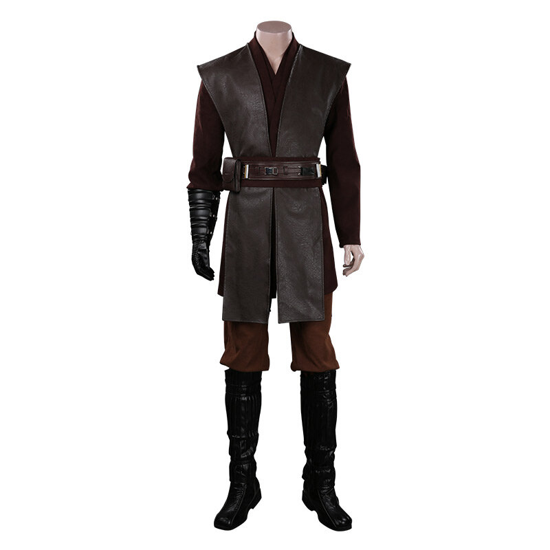 Disfraz de Cosplay de Jedi Anakin Skywalker para hombres adultos, conjunto completo de Bata, pantalones superiores, capa, fiesta de Carnaval de Halloween, juego de rol