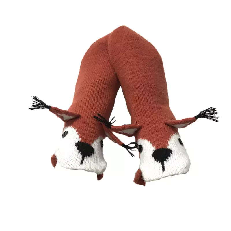 Cartoon Animals Floor Socks para casa, meias de tubo de lã quente, outono e inverno, tridimensional