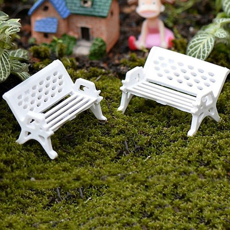 2 шт., миниатюрная скамейка на сиденье для парка, милые стулья, миниатюрное ремесло, сказочный кукольный домик, микро фигурка с орнаментом из смолы