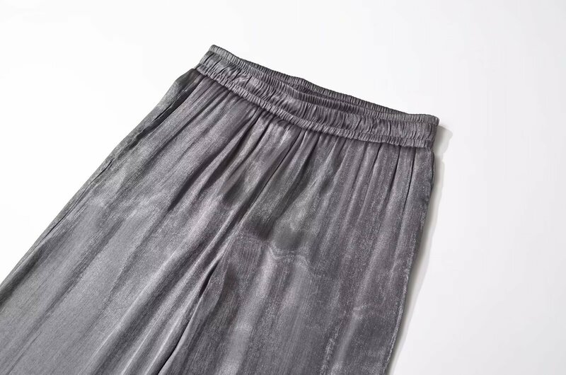 Pantaloni Casual da pilota con struttura in raso di seta in lamina di metallo da donna europea e americana