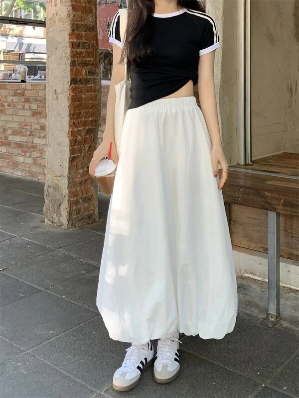 PLAMTEE-faldas blancas de longitud media para Mujer, ropa elegante, holgada, informal, combina con todo, para oficina, verano, 2024