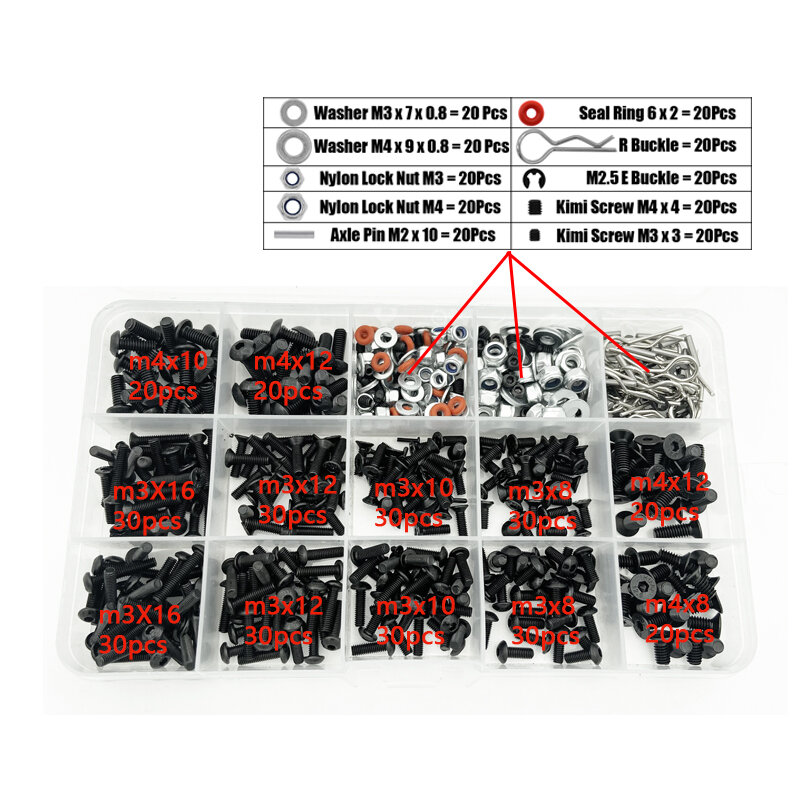 Śruby zestaw pudełek do 1/8 1/10 HSP Traxxas TRX-4 TRX-6 Tamiya CFX MST HPI Kyosho D90 Scx10 D110 osiowe D110 części do zdalnie sterowanego samochodu Repair Tool