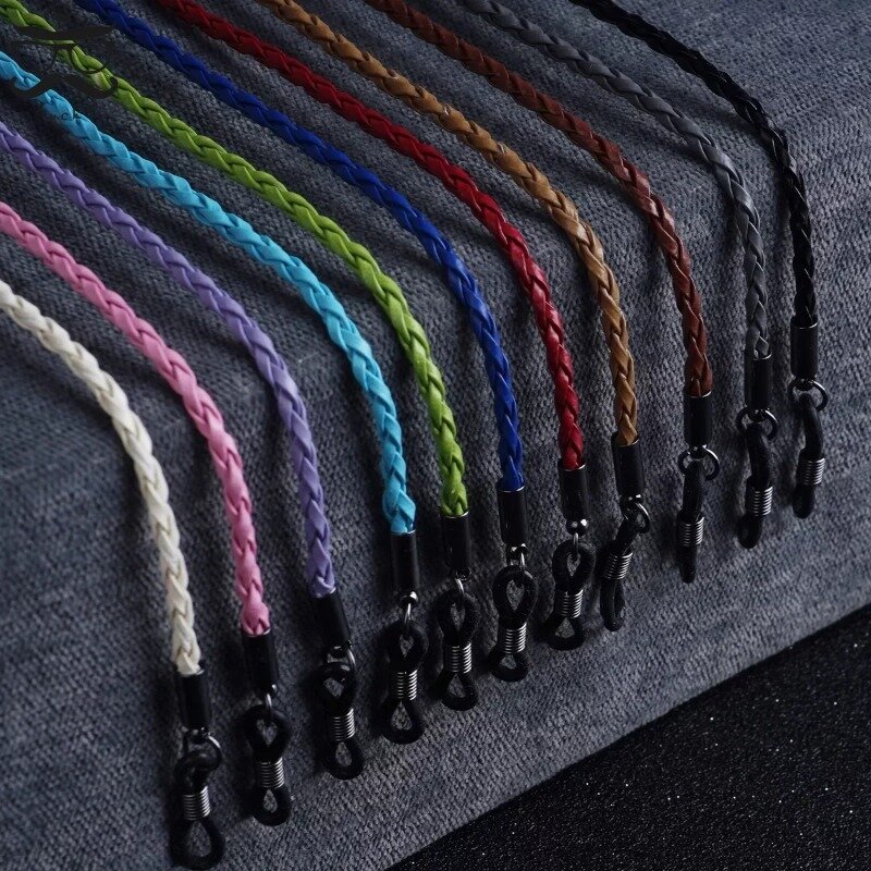 Cadena de cuerda de cuero para gafas de sol, accesorios antideslizantes para deportes al aire libre, Multicolor, giro grueso