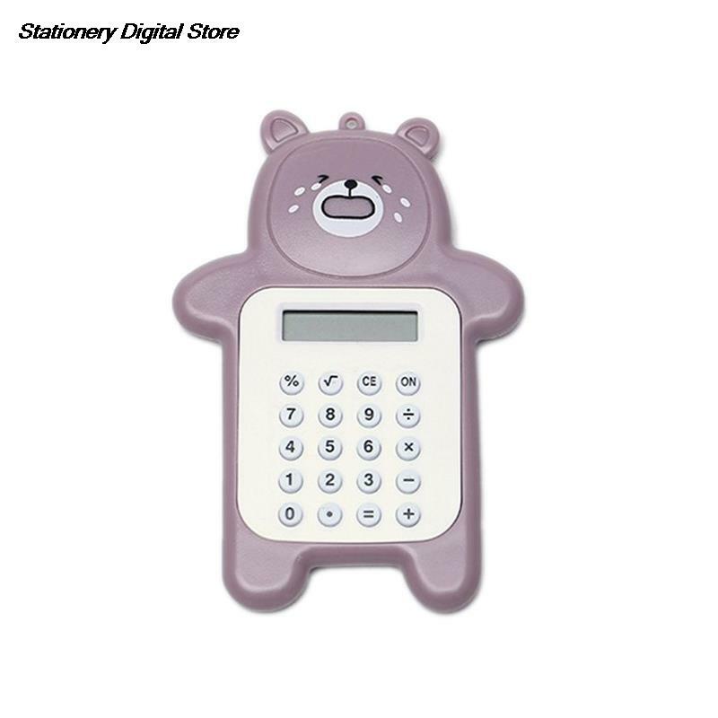 Kalkulator Mini lucu portabel ukuran saku 1 buah kalkulator perlengkapan kantor Digit kalkulator 8 tampilan gantungan kunci kartun lucu kalkulator