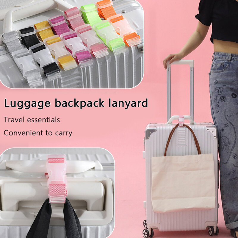 1pc Adjustable Luggage Straps Nylon Luggage Accessories Hanging Buckle Straps Suitcase Bag Straps Belt Lock Hooks Travel