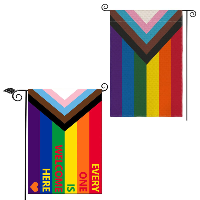 Bandeira do orgulho e do orgulho do arco-íris, cores brilhantes, símbolo do amor, decoração do jardim, jarda, jardim