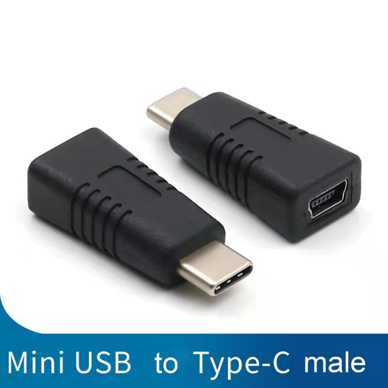 Adaptador mini USB fêmea para tipo macho com suporte para conversor transferência dados carregamento