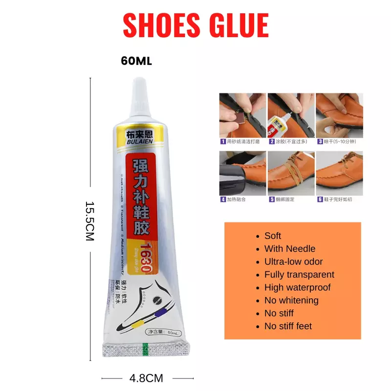 Universal sapato cola impermeável, couro forte adesivo, precisão aplicador ponta, 20ml 60ml