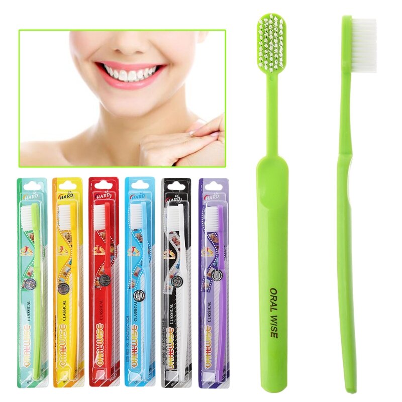 Y1UF 1pc Super harde haren Tandenborstel voor Mannen Verwijder Rookvlekken kleur willekeurig
