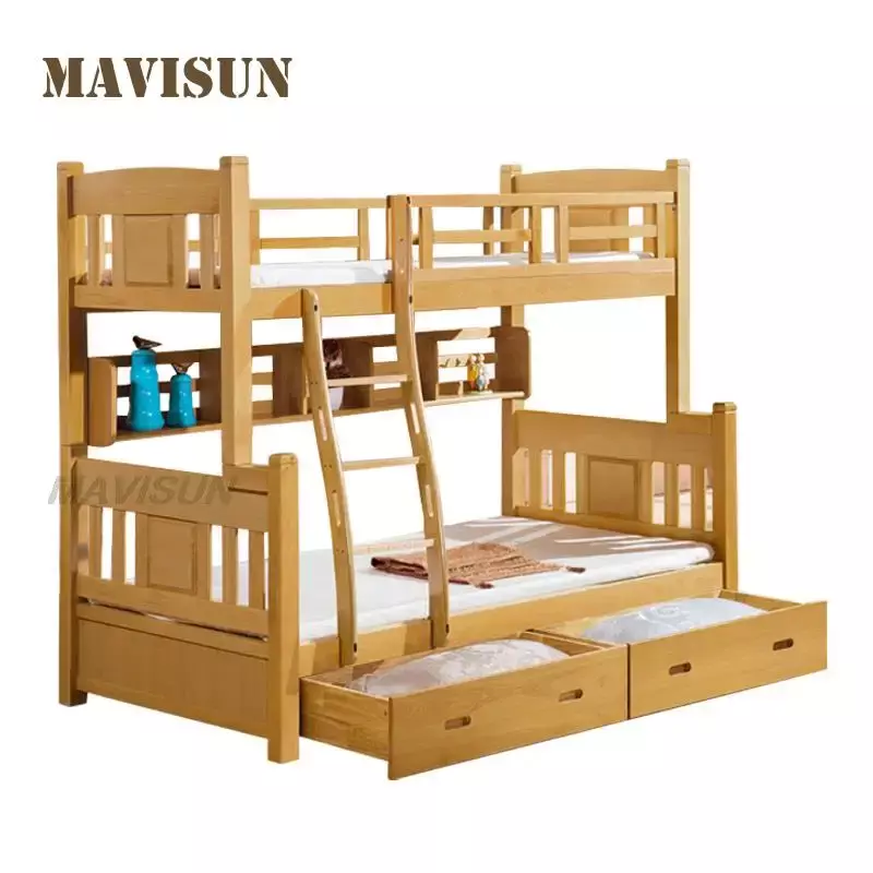 bed Natural Style room Furniture Bunk  For Children With Split Storage And Space Saving Small Apartment Two-Story