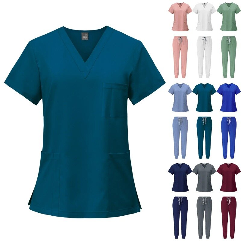 男性と女性のための看護ユニフォーム,半袖シャツとユニセックスショーツのセット,医療ユニフォーム,さまざまな色,病院,医師,仕事,口腔,歯科手術