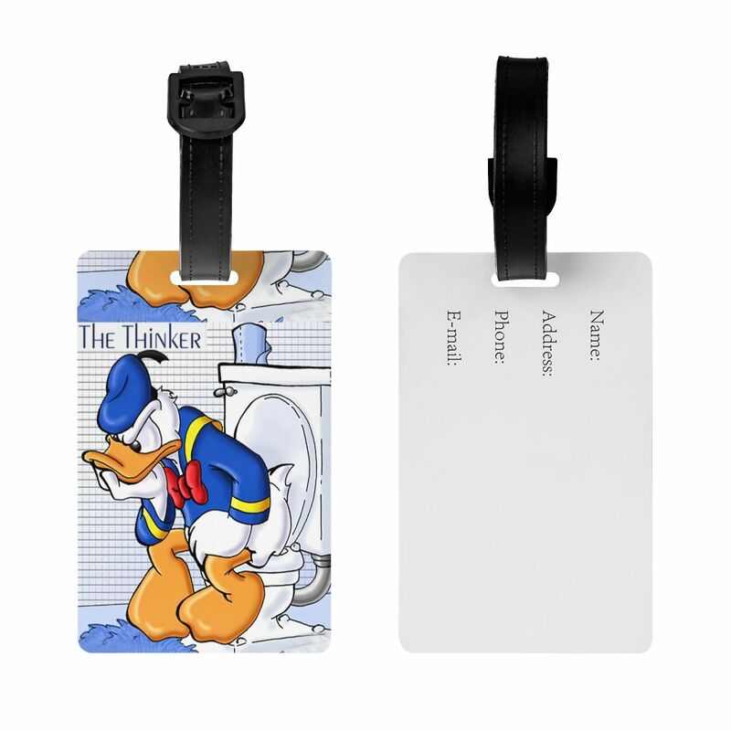 Etiqueta de equipaje de dibujos animados de Pato Donald, cubierta de privacidad de maleta, etiqueta de identificación