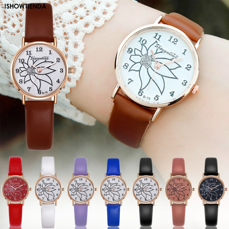 Reloj de cuarzo para mujer, relojes de pulsera versátiles, reloj de cinturón para mujer, reloj Retro literario, moda coreana