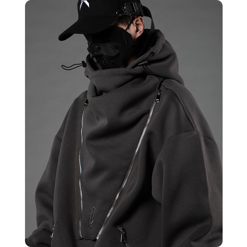 Sudadera con capucha con cremallera para hombre, suéter informal, funcional, ropa de calle, estilo Harajuku, hip hop, Unisex