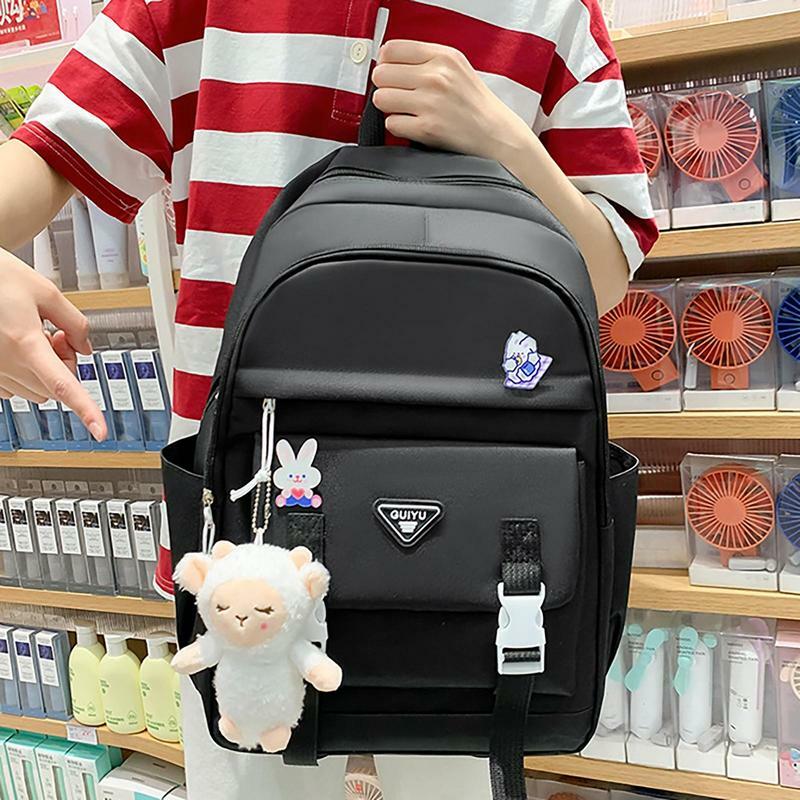 Aesthetic Backpacks 5 Pieces Kawaii Backpack Set Large Capacity Schoolbag With Shoulder Bag Pencil Bag Tote Bag String Bag