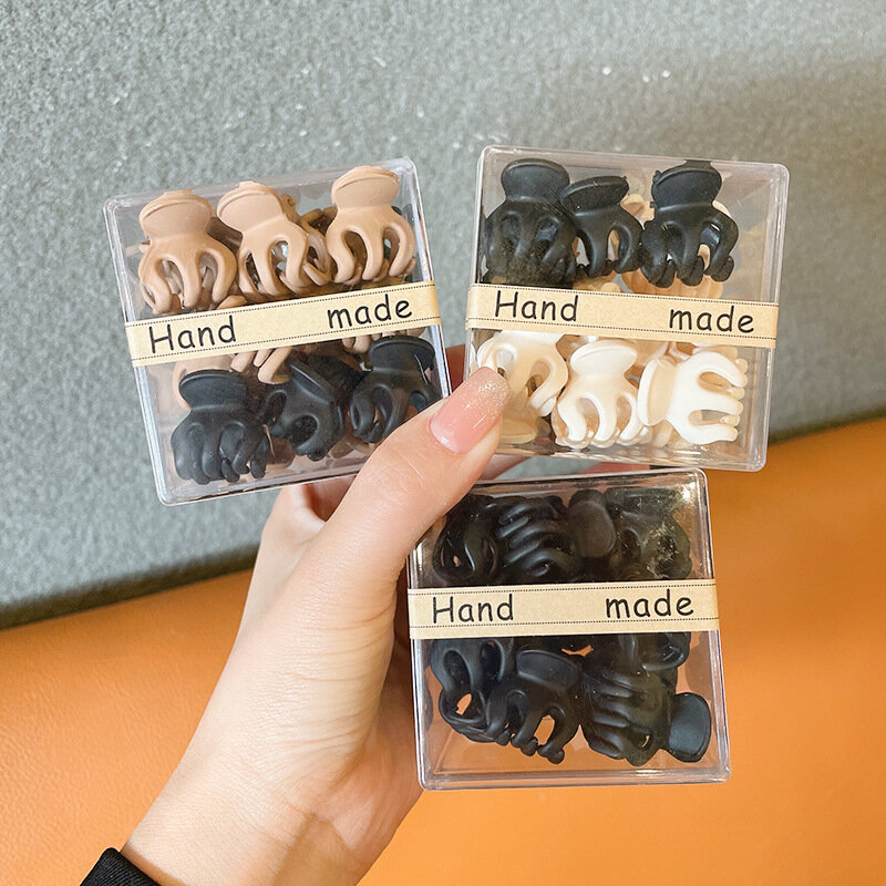 10 buah klip cakar rambut kepiting Mini plastik Matte mewah untuk wanita jepit rambut jepit rambut kecil manis perempuan Aksesori mode