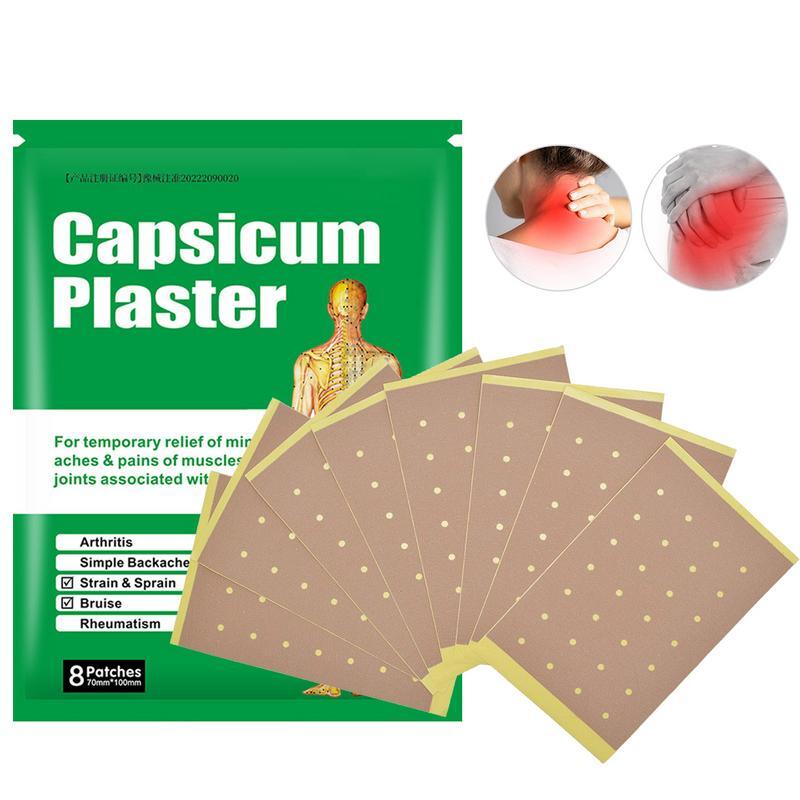 Capsicum Heat Plaster Patch, Abdomen Patches, alívio da dor, quente para as costas, pescoço, ombro, joelho, 8pcs
