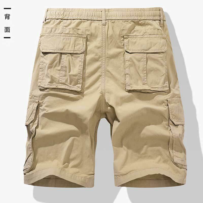 Pantalones Cargo para hombre, pantalón corto informal, holgado, de algodón puro, multibolsillos, clásico, a la moda, para verano