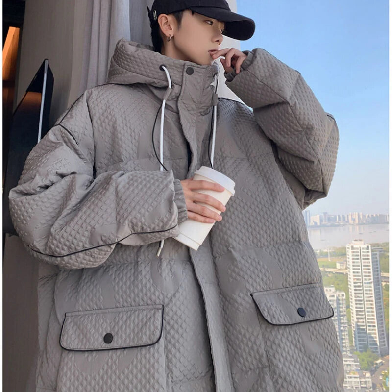 Winner Men Jacket New 90 White Duck Down Coat Hooded High Quality Loose Casual Korean Streetwear Thickened Outerwear