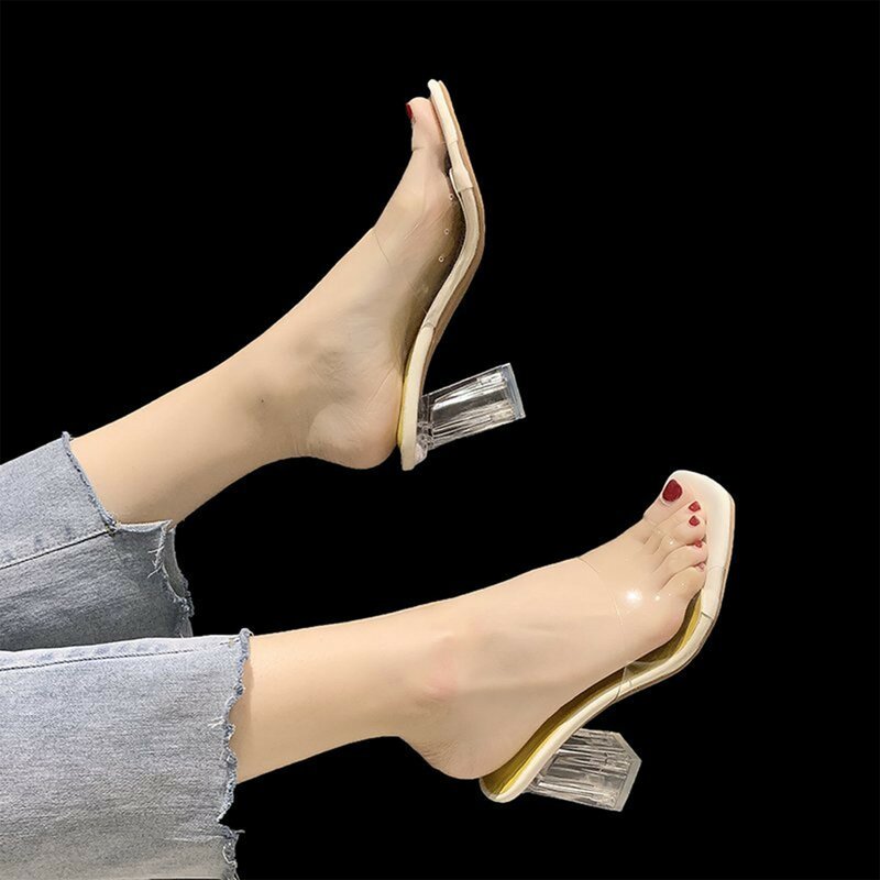 حذاء إسفين كريستال للنساء ، كعب عالي ، إصبع زقزقة ، صنادل غير رسمية ، نعال نسائية ، صيف ، موضة جديدة
