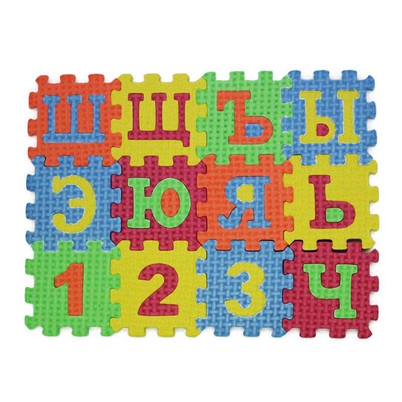 러시아어 알파벳 문자 아기 놀이 매트 퍼즐 장난감, 어린이 EVA 폼 게임 퍼즐 매트, 바닥 테이프, 36 개, 5.5cm x 5.5cm