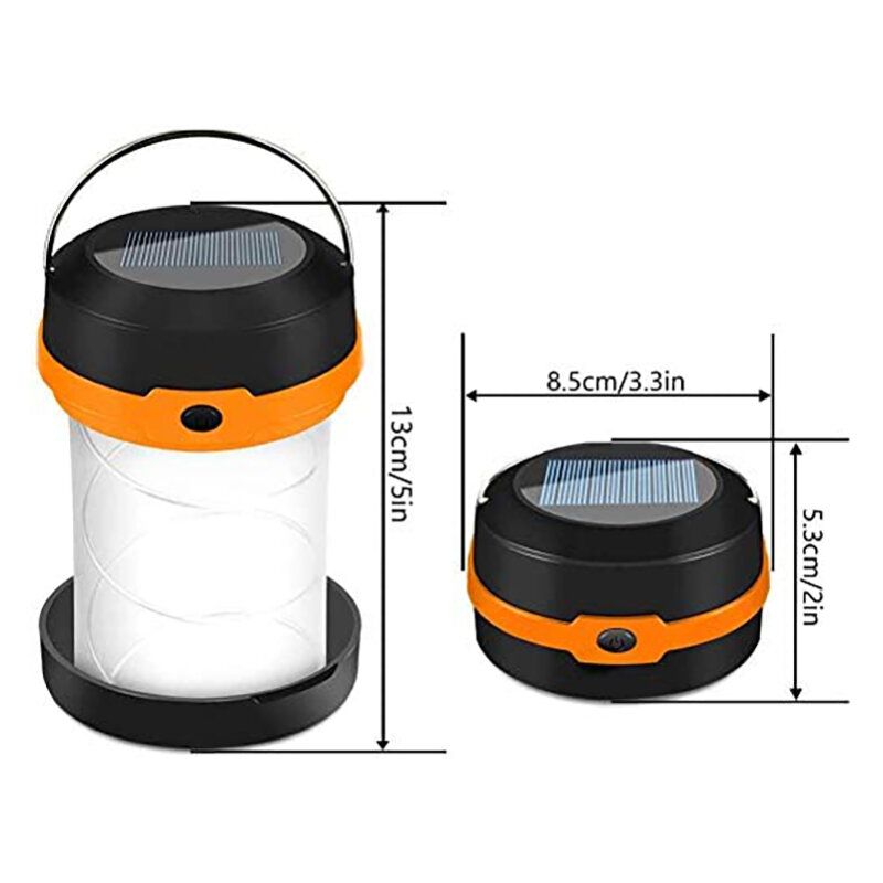 AT35 Solar Powered LED Camping Lantern USB Collapsible Solar Portable Chargeable For Hiking Camping Tent Hunting