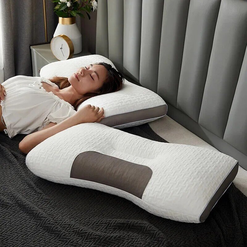 Almofada de pescoço ortopédica cervical para proteger o pescoço, fibra de soja doméstica, travesseiro de massagem SPA para dormir