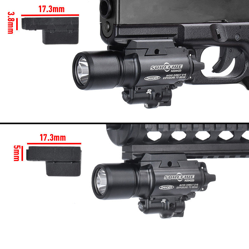 Surefir 전술 에어소프트 걸이식 무기 스카우트 라이트, 600 루멘 LED 권총 손전등, 녹색 적색 레이저 표시기 X300, X400