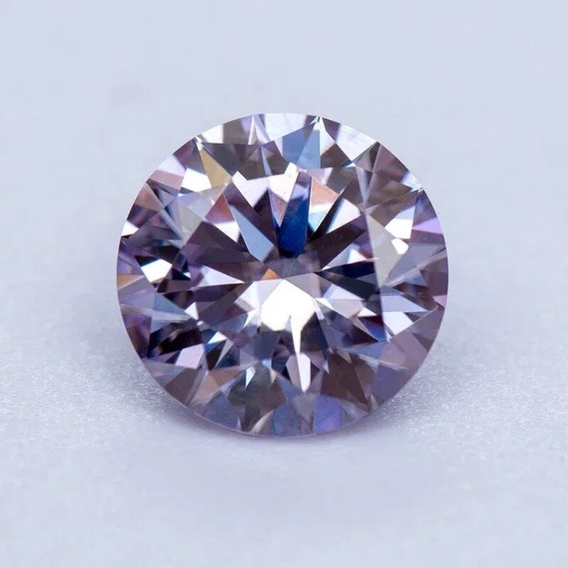 Diamante cultivado en laboratorio de corte redondo de Color púrpura claro de moissanita, materiales de fabricación de joyas personalizados, certificado GRA