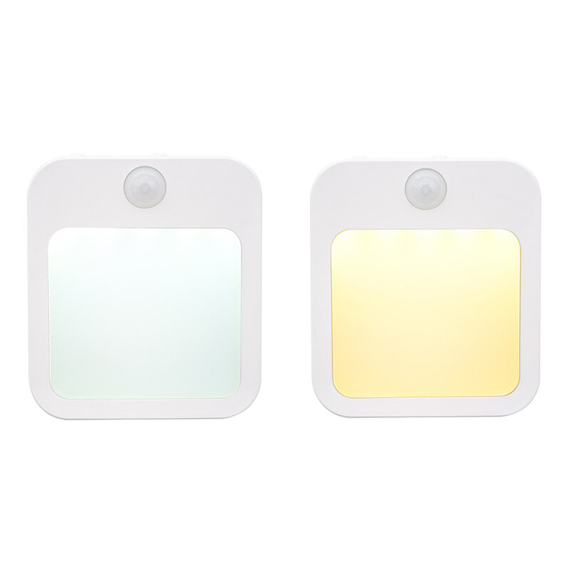 LED Night Lights 3 Lighting Modes Infrared Intelligent Motion Sensor Stepless Dimming Cabinet Light (8.5 x 5 x 8.5CM)